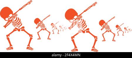 Skelett, Skelette, Tupfer, Dabbing, Tänzerin, Design, Designs, neu, aktuell, Spaß, Lustig, Geste, Grafik , Happy Halloween, Stock Vektor