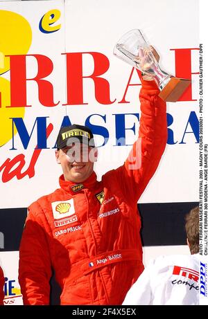 AUTO - FERRARI MASERATI FESTIVAL 2003 - MAGNY COURS 20030921 - FOTO : OLIVIER GAUTHIER / DPPI CHALLENGE FERRARI 360 MODENA - ANGE BARDE (FR) Stockfoto