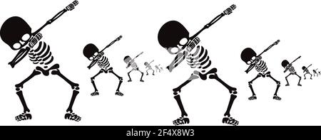 Skelett, Skelette, Tupfer, Dabbing, Tänzerin, Design, Designs, neu, aktuell, Spaß, Lustig, Geste, Grafik , Happy Halloween, Stock Vektor
