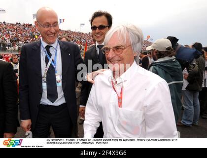 MOTORSPORT - F1 2008 - FRANKREICH GP - MAGNY COURS 19/06 BIS 22/06/2008 - FOTO : OLIVIER GAUTHIER / DPPI BERNIE ECCLESTONE / FOA - AMBIENTE - PORTRAIT BERNARD LAPORTE / FRANZÖSISCHER SPORTSEKRETÄR - NICOLAS DESCHAUX / PRÄSIDENT DER FFSA Stockfoto