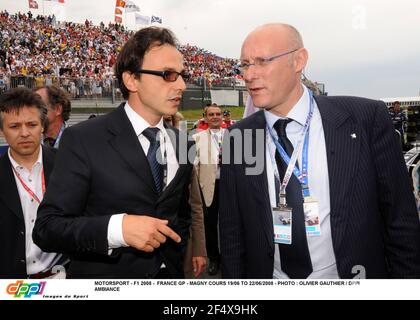 MOTORSPORT - F1 2008 - FRANKREICH GP - MAGNY COURS 19/06 BIS 22/06/2008 - FOTO : OLIVIER GAUTHIER / DPPI AMBIANCE BERNARD LAPORTE / FRANZÖSISCHER SPORTSEKRETÄR - NICOLAS DESCHAUX / PRÄSIDENT DER FFSA Stockfoto