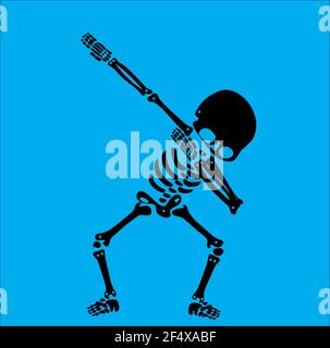 Skelett, Skelette, Tupfer, Dabbing, Tänzerin, Design, Designs, neu, aktuell, Spaß, Lustig, Geste, Grafik , Happy Halloween, Stock Vektor