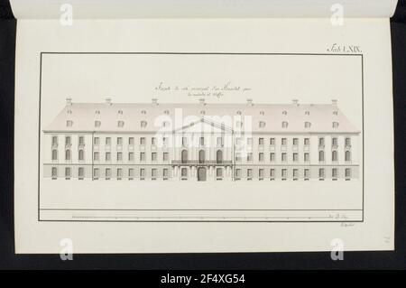 Krankenhaus, ideales Design, Hauptfassade, Höhe Stockfoto