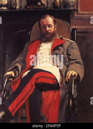 Ilya Repin - Portrait Komponist Cesar Antonovich Cui 1890 Stockfoto