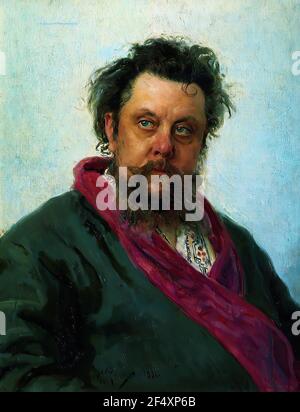 Ilya Repin - Portrait Komponist Modest Musorgsky 1881 Stockfoto