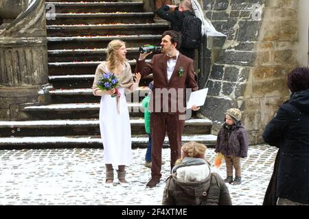 Etwas seltener zu sehen, eine Hochzeit während der Corona Pandemie in Görlitz am 20.03.2021 Stockfoto