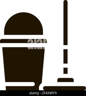 Symbol Für Schaufel Und Mopp Vektorgrafik Glyphe Stock Vektor