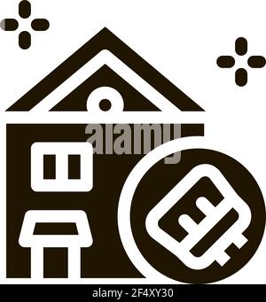 Symbol Für Hausreinigung Vektor Glyphe Illustration Stock Vektor