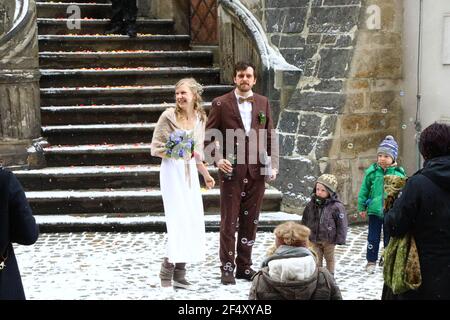 Etwas seltener zu sehen, eine Hochzeit während der Corona Pandemie in Görlitz am 20.03.2021 Stockfoto