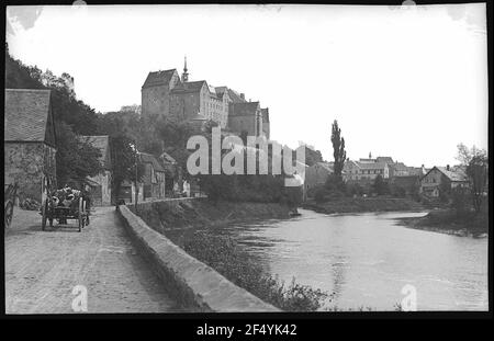 Colditz. Blick über den Trog auf die Burg Stockfoto
