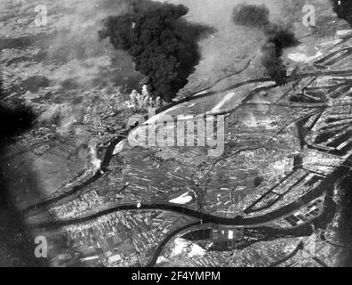 Bombardierung von Hamburg, Deutschland während des Zweiten Weltkriegs Stockfoto