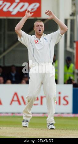 2ND TEST ENGLAND V AUSTRALIEN BEI EDGBASTON 3RD TAG FLINTOFF 6/8/2005 BILD DAVID ASHDOWNTEST CRICKET Stockfoto