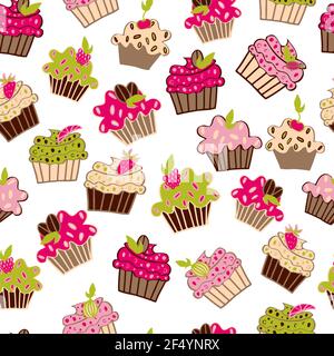 vektor nahtlose Muster niedlichen Cupcakes mit Sternen Stockfoto