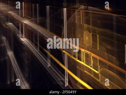 In blau ist ein technologisch strukturierter Hintergrund ein 3D Fraktal Rendering. Stockfoto