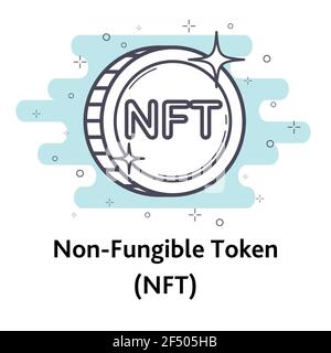 NFT Umriss Münze Stock Vektor