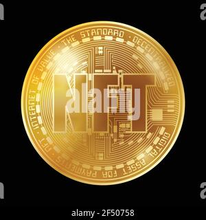 NFT Münze Gold Hintergrund Stock Vektor