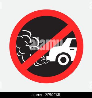 Schild „kein Leerlauf“, Schild „Motor ausschalten“ Stock Vektor