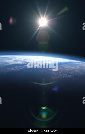 Blick auf den Planeten Erde. Blick auf den Planeten Erde aus dem All, zeigt das Gelände und die Wolken. Elemente dieses Bildes werden von der NASA eingerichtet. Stockfoto