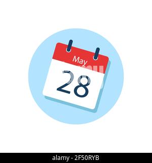 Weißes Tageskalender-Symbol Mai im Flat Design-Stil. Einfache Bearbeitung isolierter Vektor Illustration. Stock Vektor
