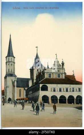 ROM KATH. Kirche und Varoshaza Löcse. ROM KATH. Kirche und Varoshaza Stockfoto