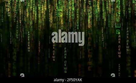 Fake News Daten Online-Code 3D Illustration Stockfoto