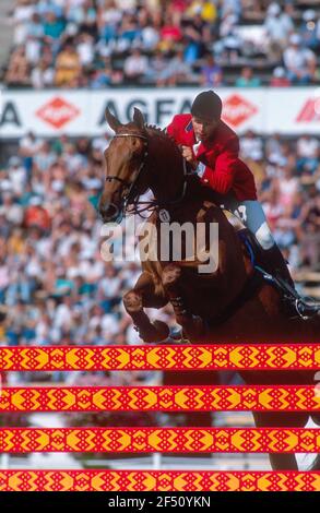 Weltreiterspiele, Stockholm, 1990, Peter Eriksson (SWE) auf Moritz Stockfoto