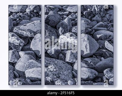 Rocks on a Beach im Triptychon-Format Stockfoto