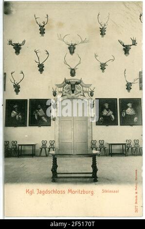 Jagdschloss Steinhalle Moritzburg. Jagdschloss. Steinhalle Stockfoto