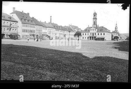 Rochlitz. Markt mit Rathaus Stockfoto