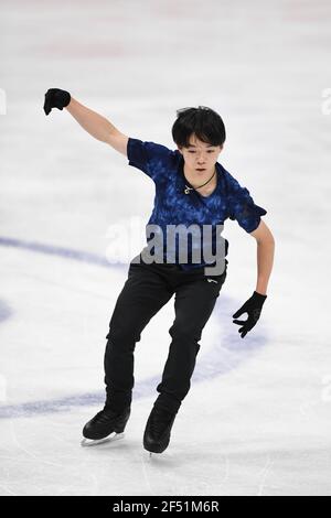 Yuma KAGIYAMA Japan, während der Männer üben bei der ISU World Figure Skating Championships 2021 in Ericsson Globe, am 23. März 2021 in Stockholm, Schweden. (Foto von Raniero Corbelletti/AFLO) Stockfoto