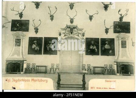 Jagdschloss, Steinhalle Moritzburg. Jagdschloss. Steinhalle Stockfoto