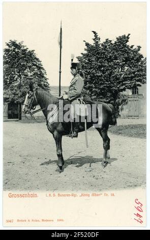 1. Königlich Sächsisches Husarenregiment König Albert Nr. 18 Großenhain. I.k., Hus.-Reg. König Albert No,18 Stockfoto