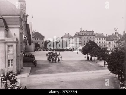 Parade des Husarenregiments Nr. 20 der Königlich Sächsischen Armee 3rd auf dem Getreidemarkt in Bautzen anlässlich seiner Sammlung in die barbaraca saic Stockfoto