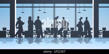 Geschäftsleute Silhouetten arbeiten in Büro Geschäftsleute Gruppe diskutieren während Meeting Teamwork Konzept Stock Vektor