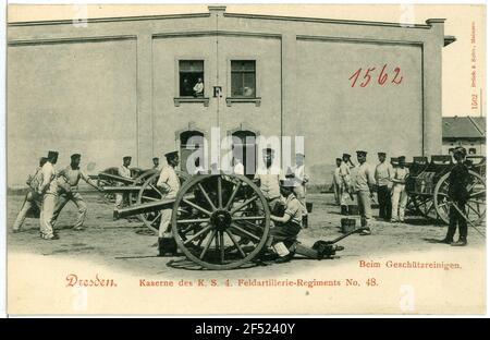 Feldartillerie - Kaserne Dresden. Baracke des Royal Saxon 4th Field Artillery Regiment Nr. 48 Stockfoto