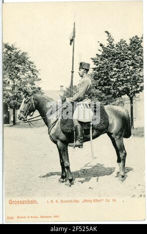 1. Königlich Sächsisches Husarenregiment König Albert Nr. 18 Großenhain. I.k., Hus.-Reg. König Albert No,18 Stockfoto