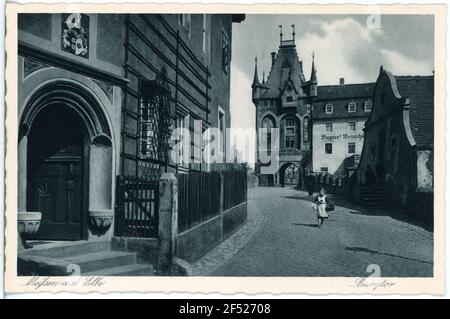 Burgtor, Portal Burglehen Meissen. Burgtor, Portal Burglehen Stockfoto