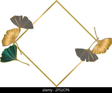 Vektor-Banner von Ginkgo biloba Blätter. Tinte Linie Kunst Design. Speicherplatz Kopieren Stock Vektor