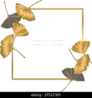 Vektor-Banner von Ginkgo biloba Blätter. Tinte Linie Kunst Design. Speicherplatz Kopieren Stock Vektor