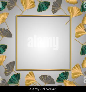 Vektor-Banner von Ginkgo biloba Blätter. Tinte Linie Kunst Design. Speicherplatz Kopieren Stock Vektor