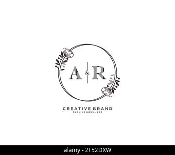 AR Buchstaben handgezeichnet feminine und florale botanische Logo geeignet für Spa Salon Haut Haar Schönheit Boutique und Kosmetik Unternehmen. Stock Vektor