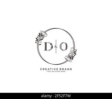 DO Buchstaben handgezeichnet feminine und florale botanische Logo geeignet für Spa Salon Haut Haar Beauty Boutique und Kosmetik Unternehmen. Stock Vektor