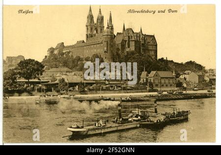 Albrechtsburg und Dom - Elbe mit Traktor Meißen. Albrechtsburg und. Dom - Elbe mit Traktor Stockfoto