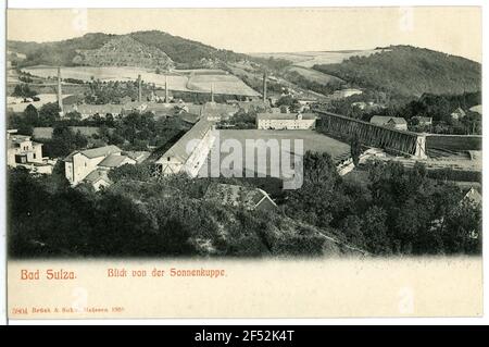 Blick von der Turbine Bad Sulza. Ansicht von der Windenergieanlage Stockfoto