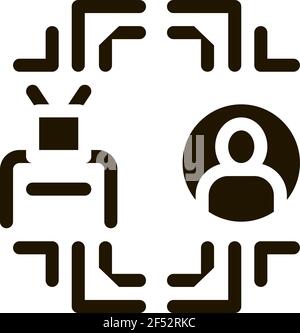 Menschliche Automatisierung in Roboter-Symbol Vektor Glyphe Illustration Stock Vektor