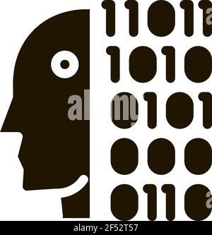 Roboter-Binärcode-Symbol Vektor Glyphe Illustration Stock Vektor