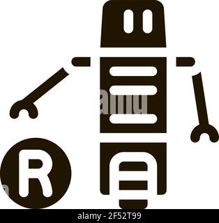 Bewegtes Roboter Symbol Vektor Glyphe Illustration Stock Vektor