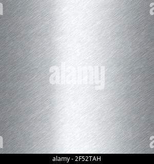 Glänzende gebürstete Metall Hintergrund Textur. Platte aus poliertem metallischem Stahl. Blech glänzend glänzend silber. Nahtlose Textur Stockfoto