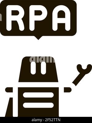 Prozessautomatisierung Roboter Symbol Vektor Glyph Illustration Stock Vektor