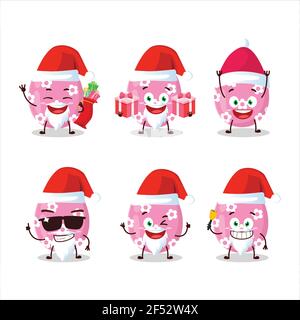 Weihnachtsmann Emoticons mit rosa osterei Cartoon-Charakter. Vektorgrafik Stock Vektor